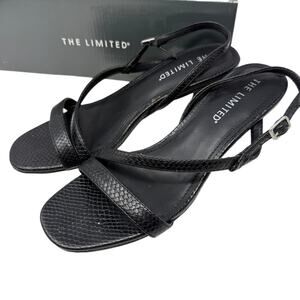 The Limited Black Textured Roxanne Strappy Kitten Heel Sandals Size 7.5M